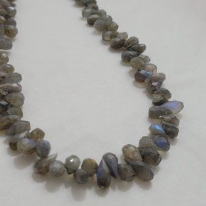 Glowing Labradorite Raibow Blue with Spark Hand made Necklace 18" long 925 clasp